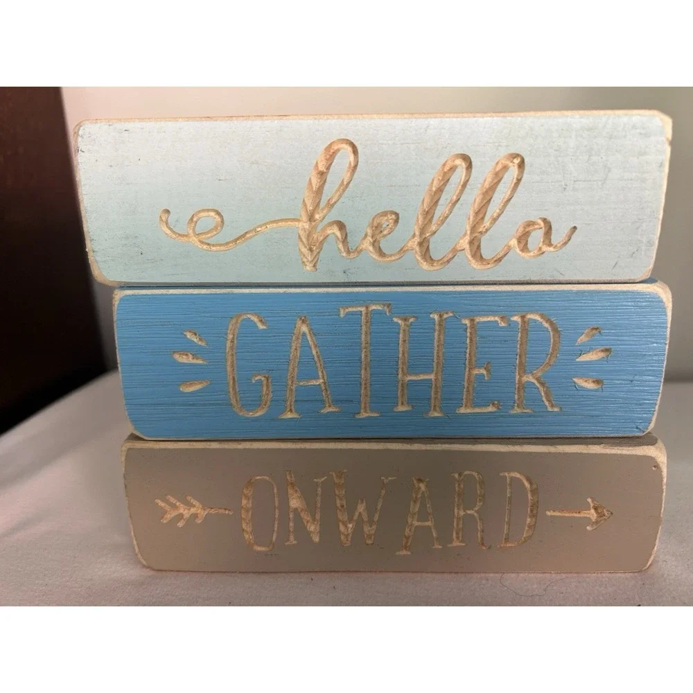 3- Wood Block Inspirational Words Table/Shelf Farmhouse Decor WD9